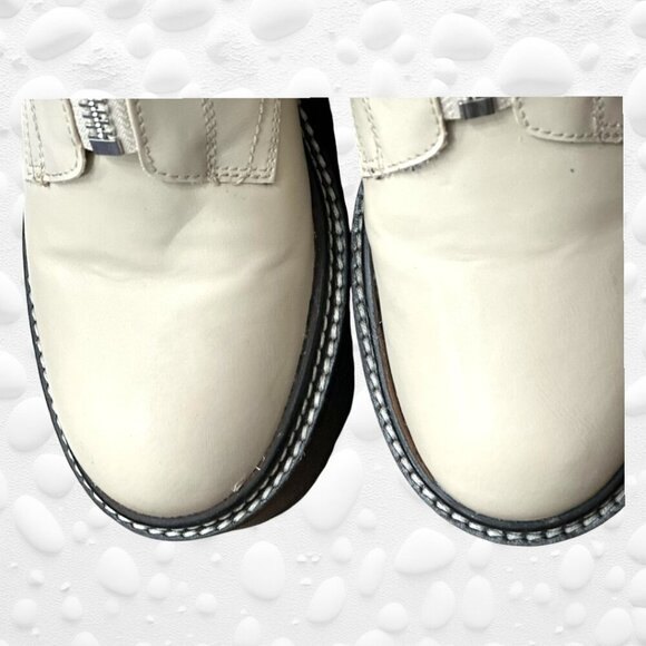 H&M Chunky Off White Platform Zip Front Ankle Boots 8 1/2 Exc Cond. - Picture 6 of 9